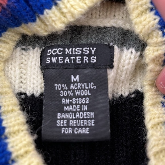 DCC Missy Sweaters Womens 90s Y2K Striped Size M Turtleneck Sweater Ribbed - Picture 2 of 10